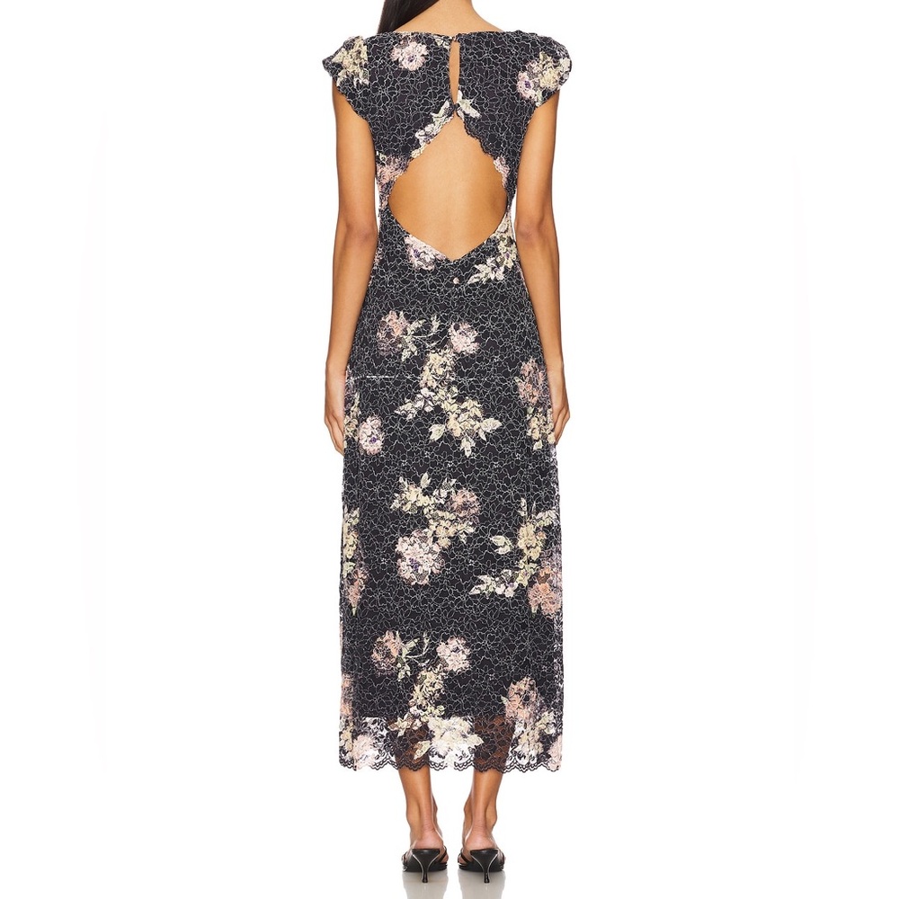 Free People x REVOLVE Butterfly Babe Lace Maxi Dress in Black Combo - Picture 2 of 8